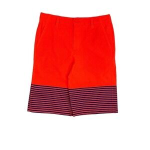 NWT Under Armour Boy's Neon Red Burgundy Swim Boardshorts Pockets-Youth 16